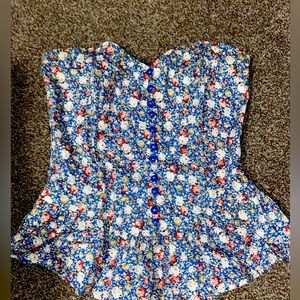 Floral tube top with ruffled bottom